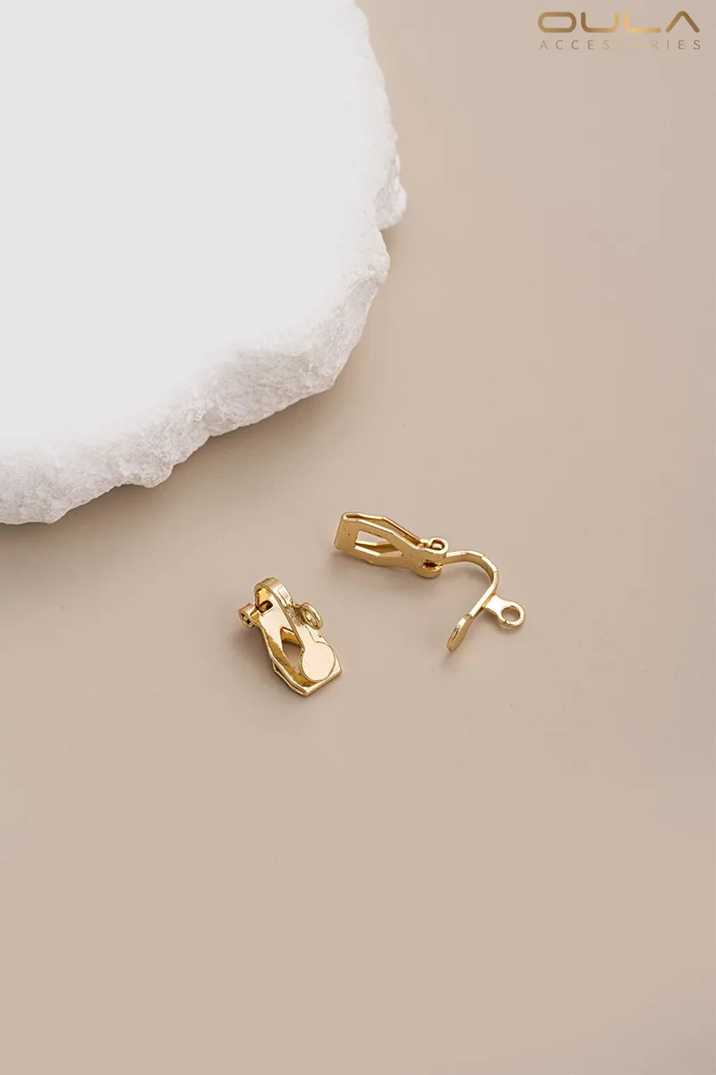 14K Gold-plated No Ear Piercings Hanging Ear Clips Spring Pieces Triangular Clips Diy Handmade Earrings Accessories Materials