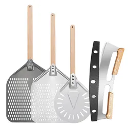 12/14 Inch Aluminum Perforated Pizza Shovel Peel with Detachable Handle Nonstick Oven Baking Paddle Spatula Turners Accessories