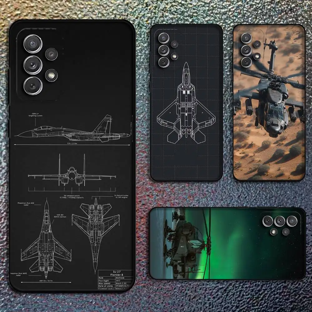 

Aircraft Helicopter Airplane Phone Case For Samsung S 25,24,23,22,30,21,10,9,Ultra,Plus,Lite,FE,4,5G Black Soft Case