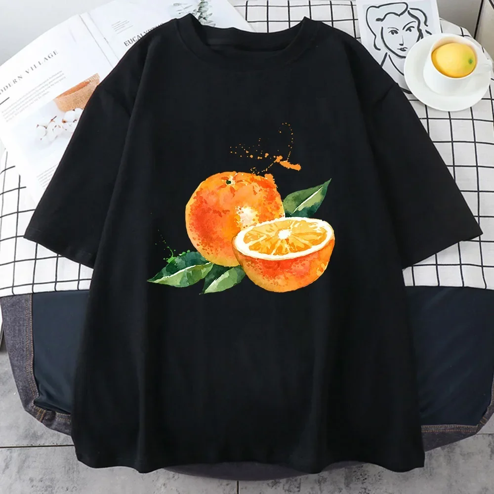 

Women Tshirt Fashion Kawaii Female T Shirt Spring and Summer Casual Short Sleeve Tops Couples Fruit Pomegranate Orange Harajuku
