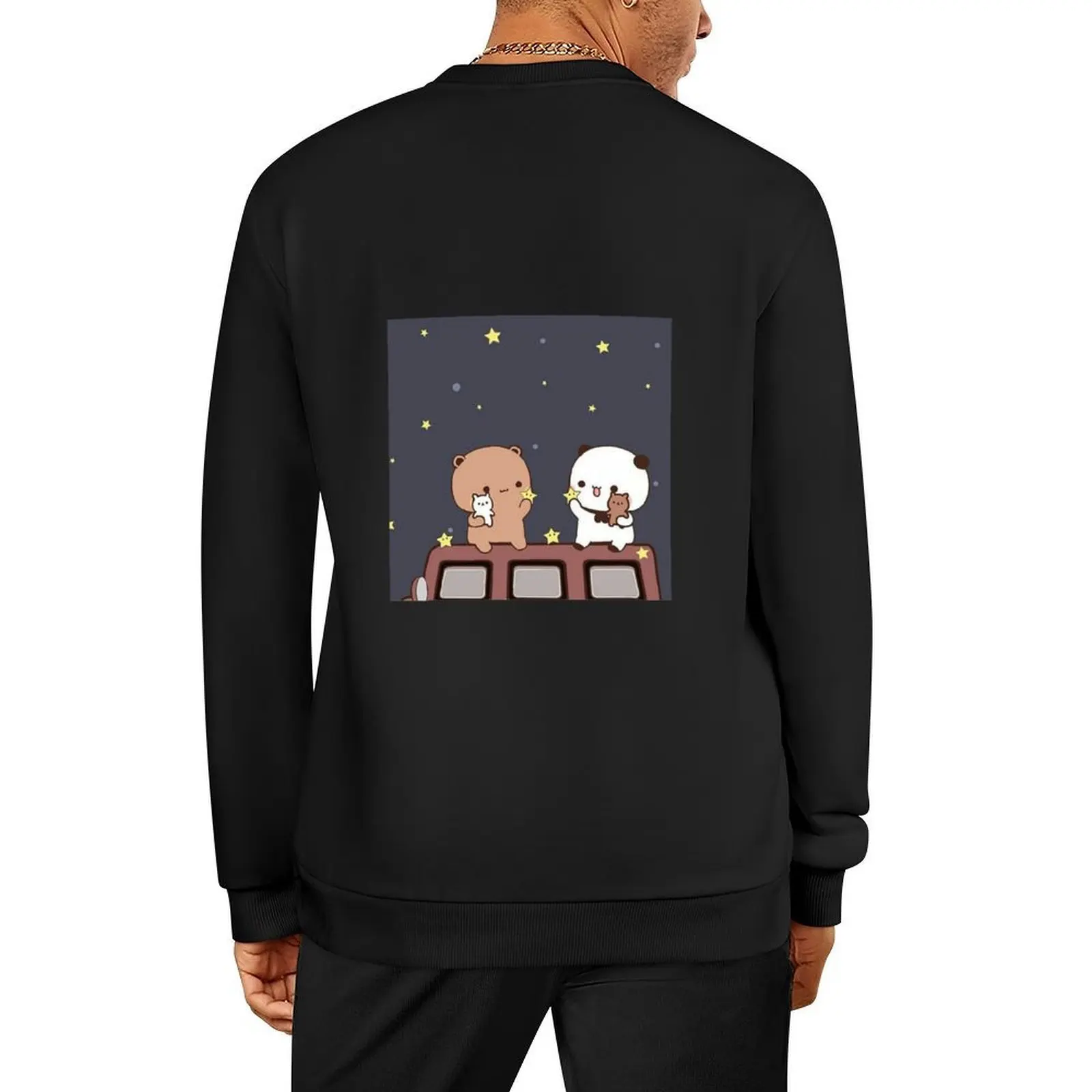 بلوفر Bubu and Dudu Watching The Moon Together للرجال مصمم ملابس على الطراز الياباني بلوفر ملابس الرسوم المتحركة