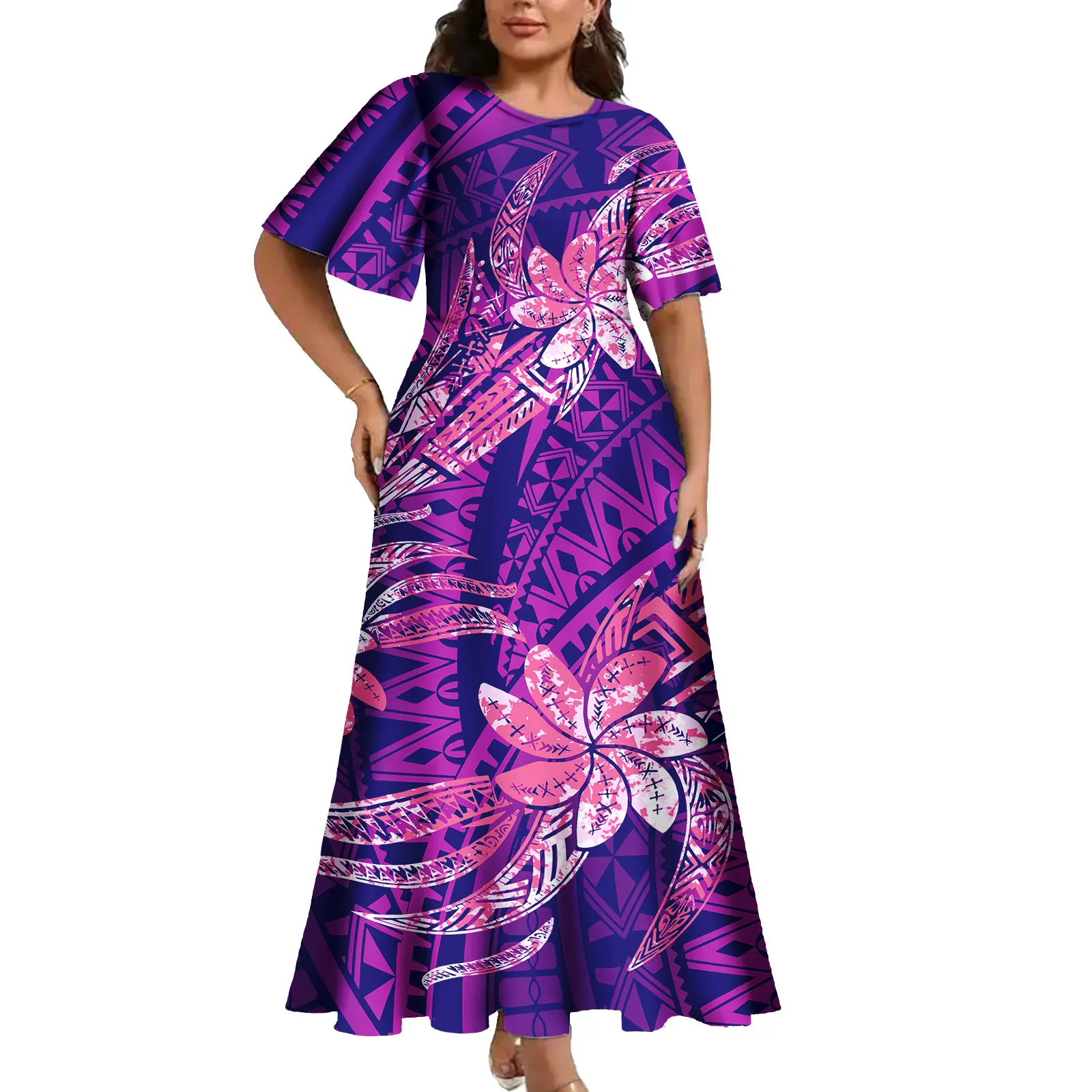 Traditional Samoan Tapa Flower Print Design Custom Formal Cocktail Dresses Party Wear Dresses for Women Polynesian Clothing