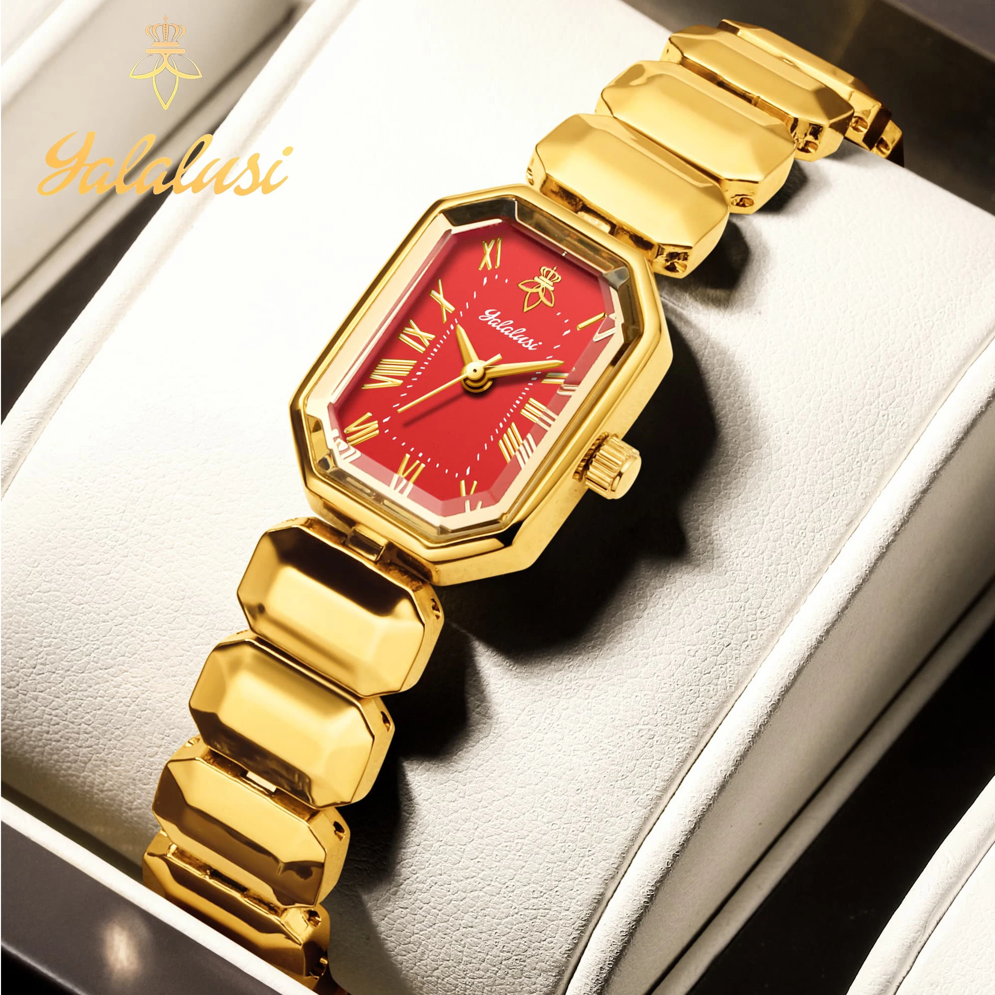 YaLaLuSi Elegant Women's Quartz Watch Gold-Plated Craftsmanship Durable Watch Box Fashionable Casual Women's Gift