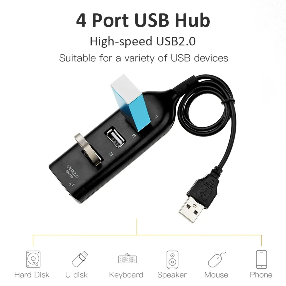 멀티 USB 2.0 허브 확장기, 고속 전송 OTG 어댑터, 맥북 프로 노트북 컴퓨터 액세서리, 4 포트 ,4 Port USB 2.0 Hubs Multi USB Splitter Hub Expander High Speed Transfer OTG Adapter for Macbook Pro Laptop Computer Accessories