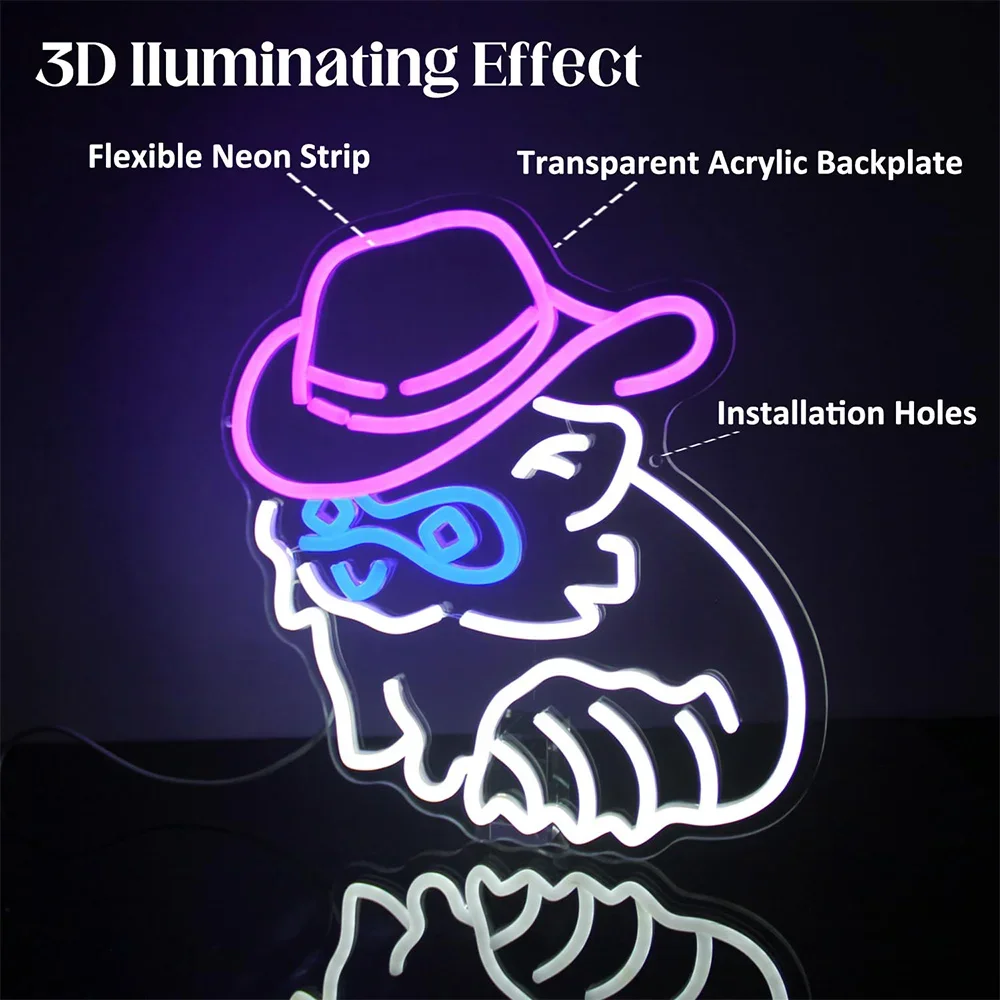 كول قبعة رعاة البقر LED النيون تسجيل USB عكس الضوء ضوء النيون تسجيل ل غرفة نوم غرفة معيشة حفلة عيد ميلاد هدية جدار ديكور