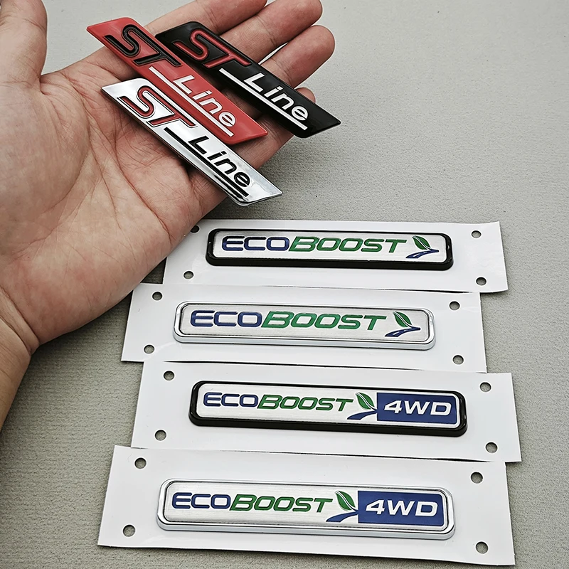 3D ABS Car Sticker Logo ST Line ECOBOOST 4WD Logo Rear Trunk Badge Fender Side Emblem Decals For Ford Focus Fiesta Mondeo etc