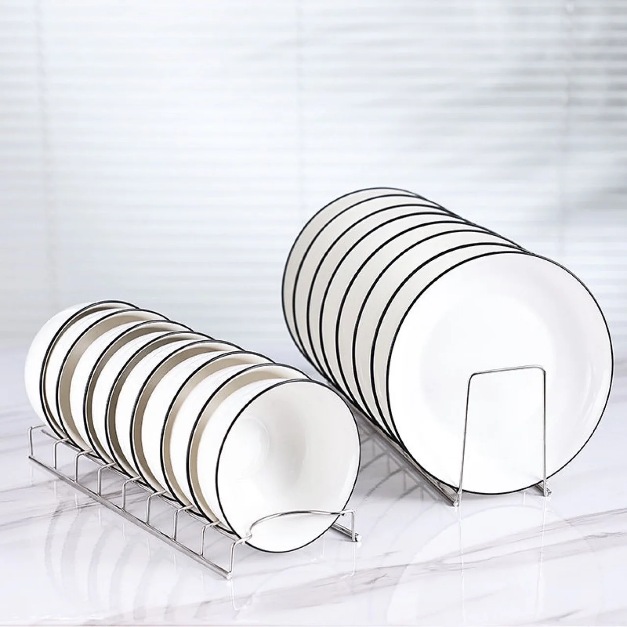 1PCS Stainless Steel Dish Rack Kitchen Dish Pan Plate Draining Rack