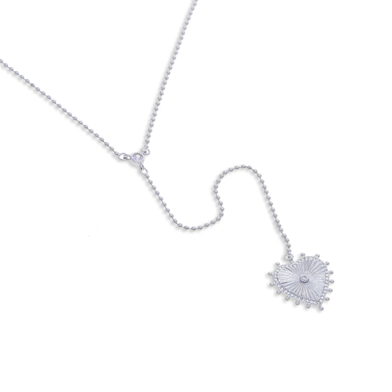 Hochglanzpolierter Herzanhänger Sexy Y-Lariat-Halskette in Goldfarbe mit Funkelnden Zirkonia und Langer Perlenkette für Damen