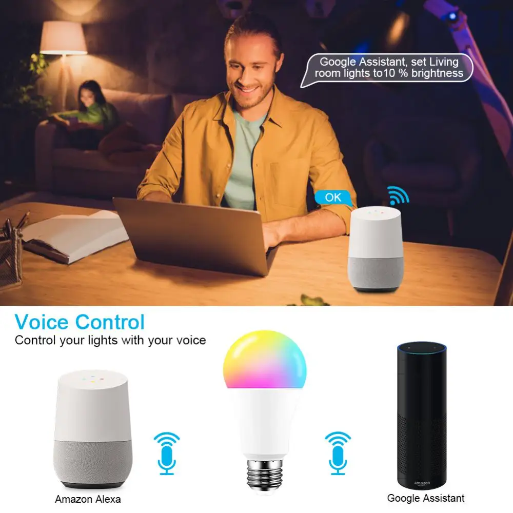 Smart Led Bulb 85265v No Strobe Health Eye Care Exquisite And Compact Voice Control Work With Alexa Home Assistant 10w