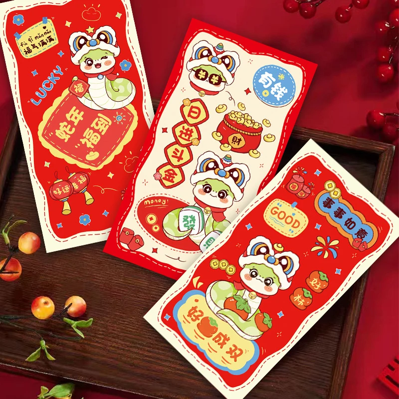 Buste rosse del Festival di primavera cinese tasche per soldi tradizionali del capodanno lunare tasche per benedizione dei soldi fortunati a tema serpente