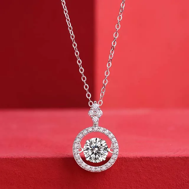 

50 1Ct Moissanite Diamond Pendant 925 Sterling Silver Jewelry Round Moissanite Necklace Women Birthday Party Wedding Engagement