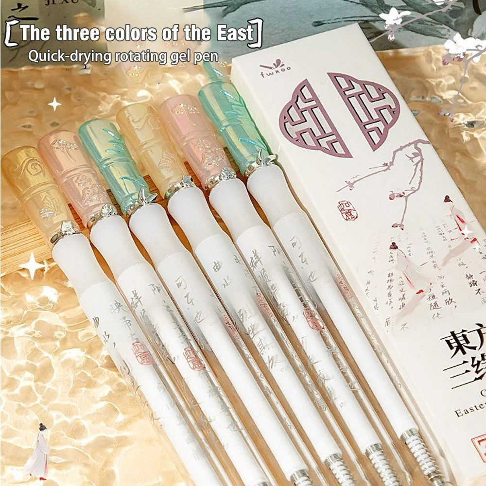 

Нейтральная ручка в китайском стиле с вращающимся наконечником 05 мм, высокоэстетичная черная ручка для каллиграфии, офисного подарка