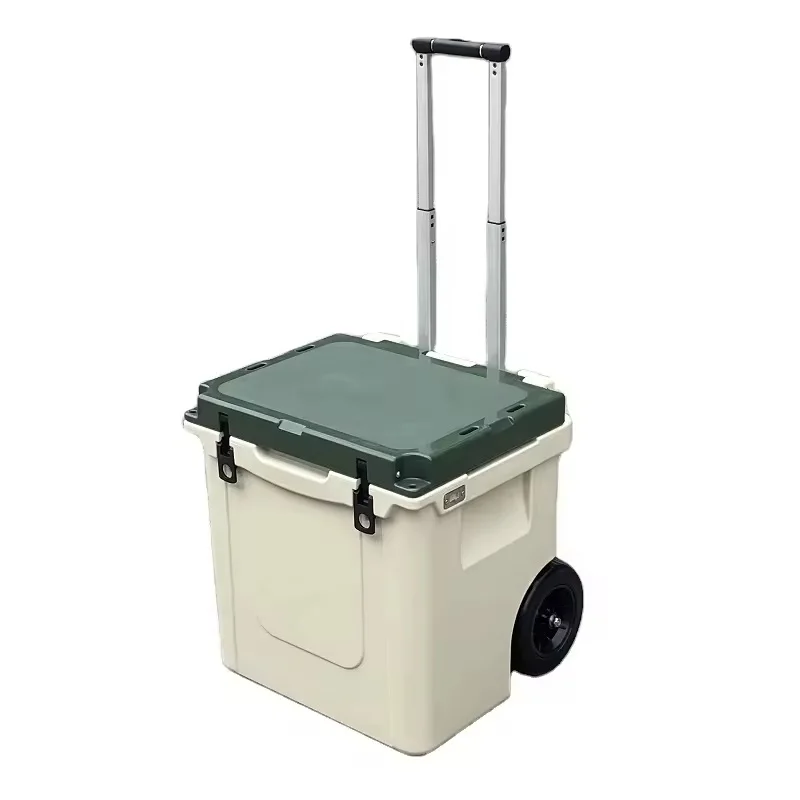 45QT Heavy-Duty Rotomolded Wheeled Thermal Cooler Box Modern Portable Ice Chest Camping Travel Fishing Custom Solar Panel Cans view 2
