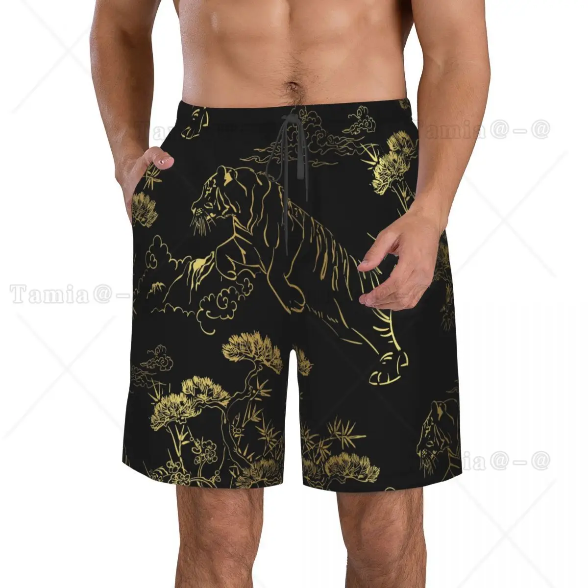 Summer beach swimsuit men's quick-drying swimwear Japanese Gold Tiger men breathable swimwear beach shorts sexy male swimsuit