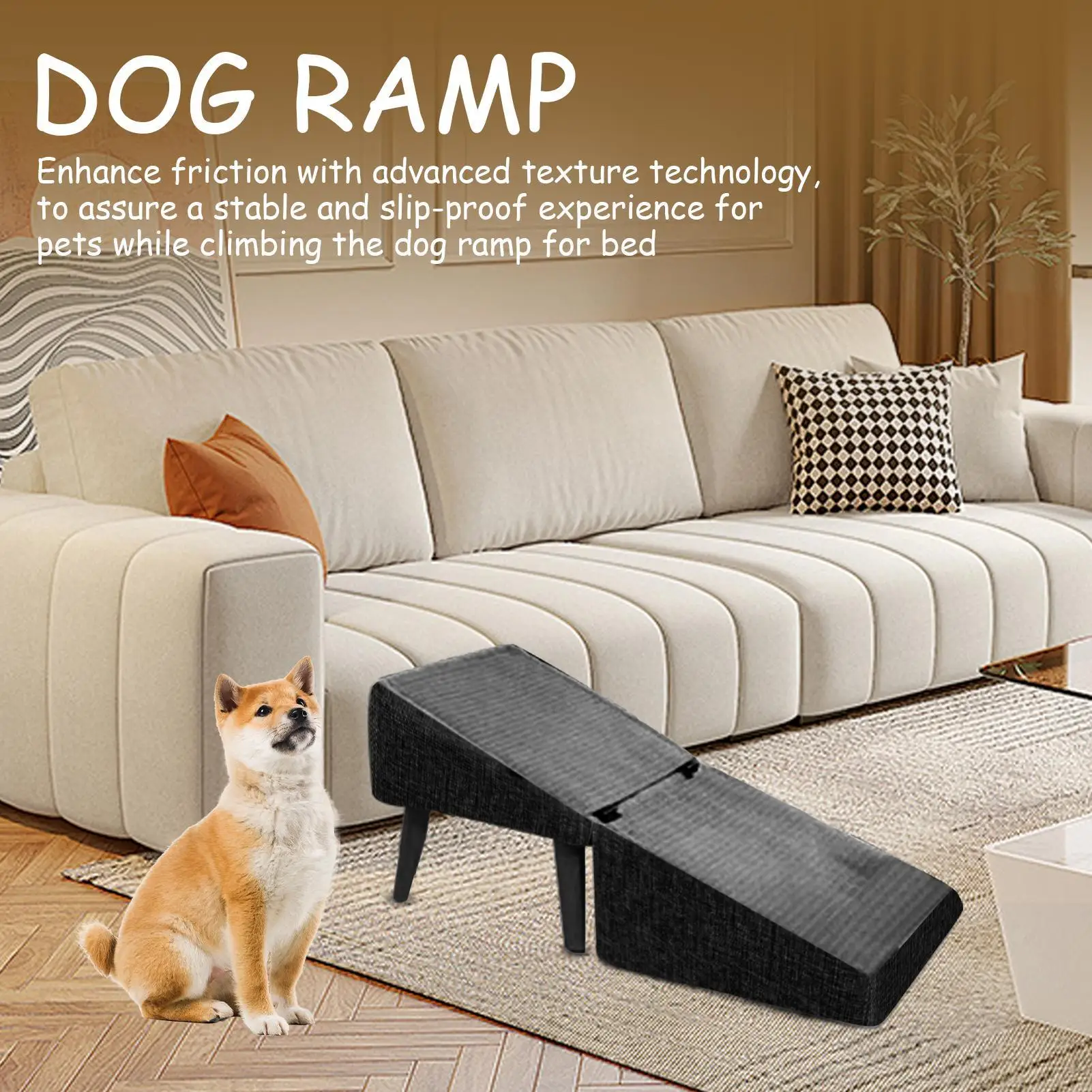 

Dog Ramp for Bed Foldable Dog Vehicle Stairs Footrest Stool for Small Breed Animal Multifunctional Non-Slip Cat Vehicle Ramp