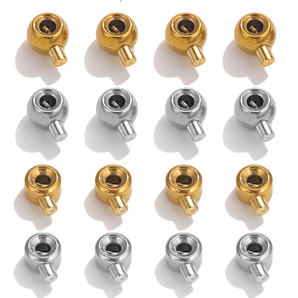 20pcs Stainless Steel Positioning Stopper Spacers Crimp End Beads For Jewelry Making DIY Crimp Snap Bracelet End Clip Clasps