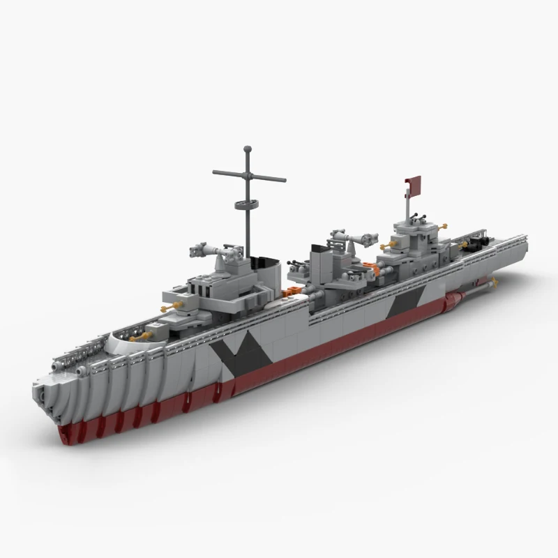 Military MOC Z39 Z43 German frigate building block Battleship kit Navy warship model Army weapon bricks set Arms cruiser Vehicle