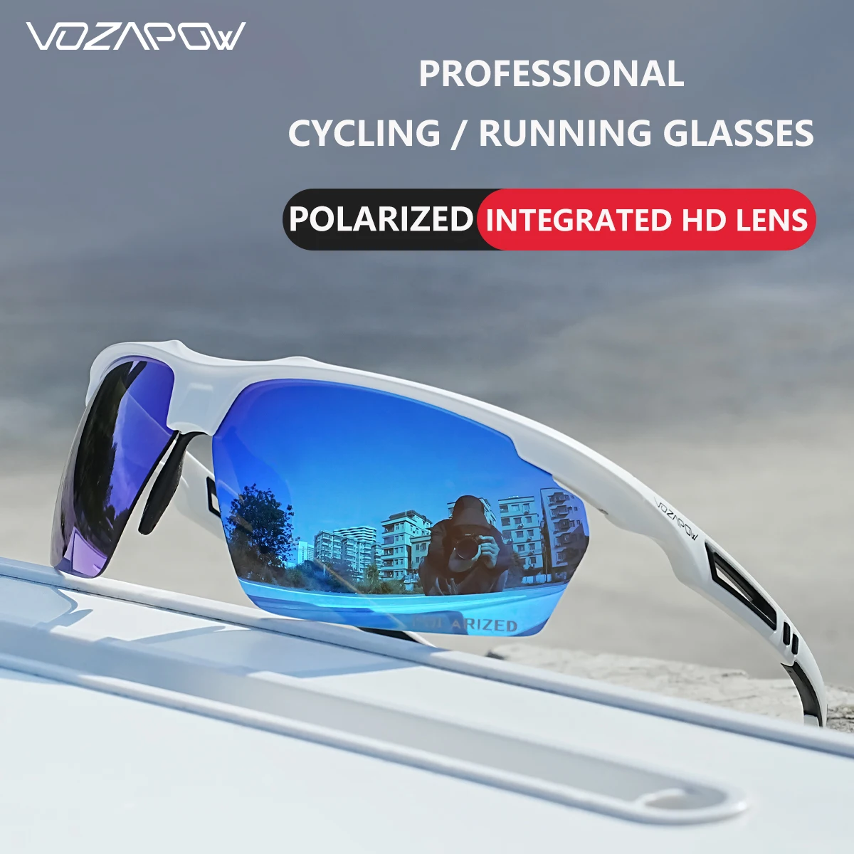 

Поляризованные велосипедные очки Vozapow с защитой UV400, солнцезащитные очки для бега, рыбалки, вождения, пешего туризма, спортивные очки, велосипедные очки