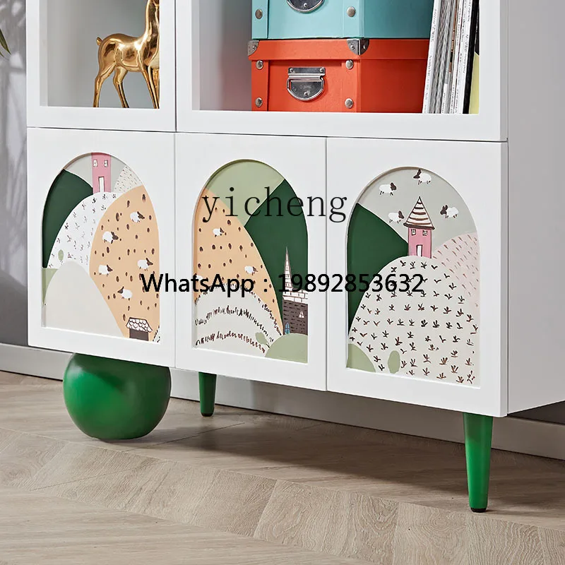 AB   Style Cartoon Painted Arch Children's Room Showcase Cave Cabinet Display Cabinet Bookcase