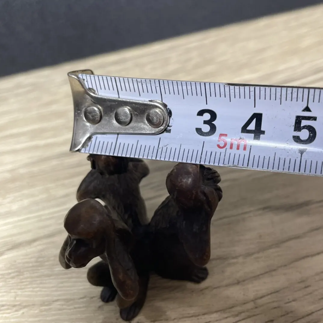 Three Wise Monkeys Brass Figurine See No Evil Hear No Evil Speak No Evil Vintage Bronze Tea Pet Desk Decoration