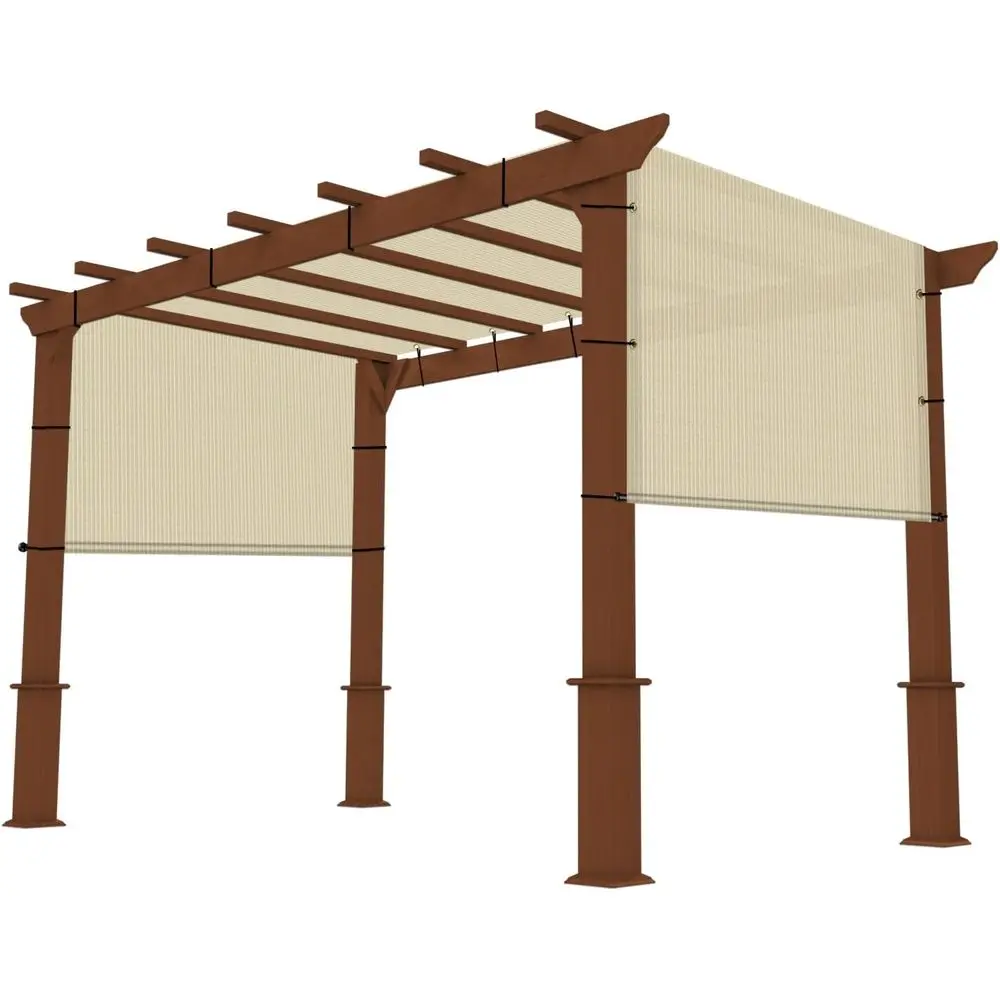 

15' x 40' Unil Pergola Shade Cover Replacement with Grommets Weighted Rods Permeable or Outdoor Patio Porch Backyard Gazebo Beig