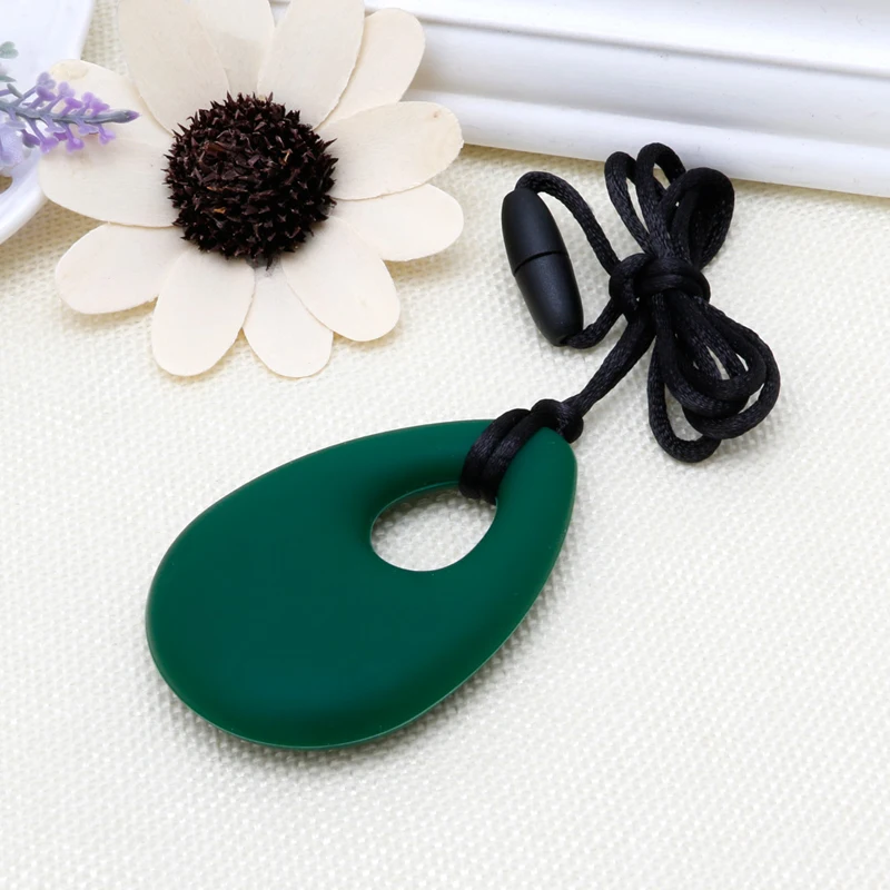 Silicone Teardrop Pendant Baby Teething Necklace Teether Autism Sensory Nursing Necklace Chewing Pendant K3KF