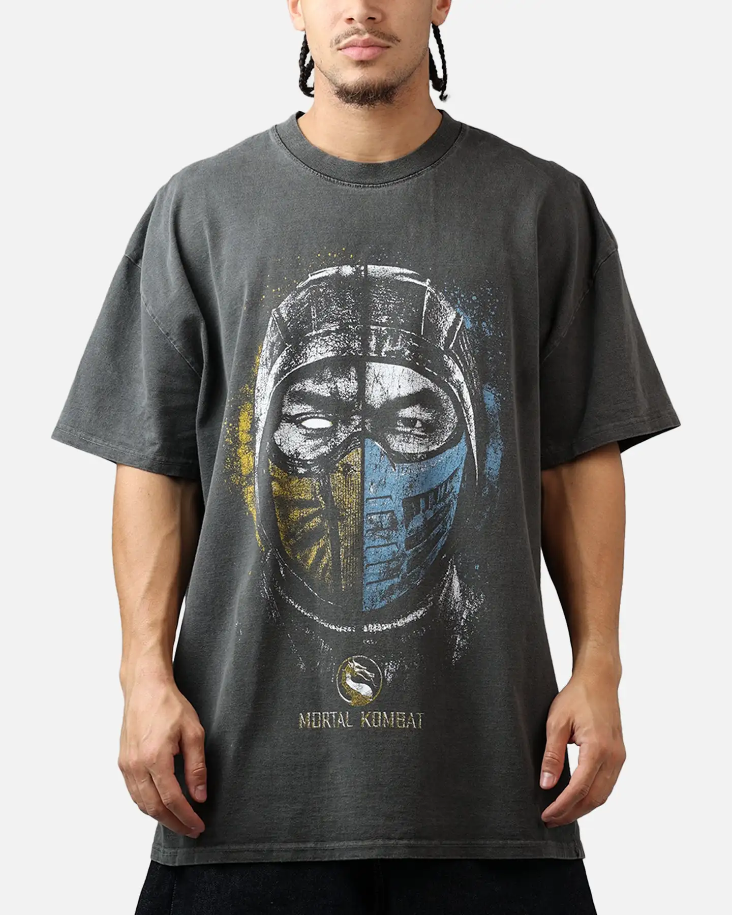 Vintage Mortal Kombat Scorpion Vs Sub Zero Split Face Graphic T-Shirt Cotton Men Women Streetwear Tee