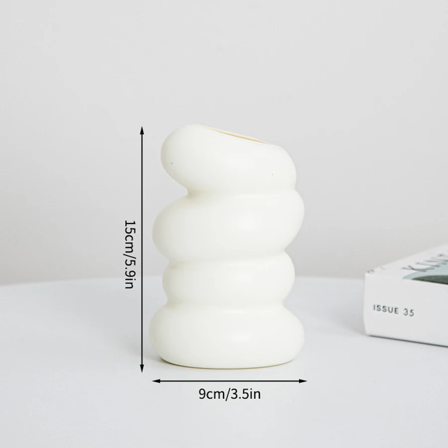 الحديثة بسيطة الأبيض دوامة دائرة زهرية غرفة نوم دراسة طاولة القهوة لغرفة المعيشة سطح المكتب الفن الحلي الإبداعية اناء للزهور مادة بلاستيكية عالية الجودة ليس من السهل كسر