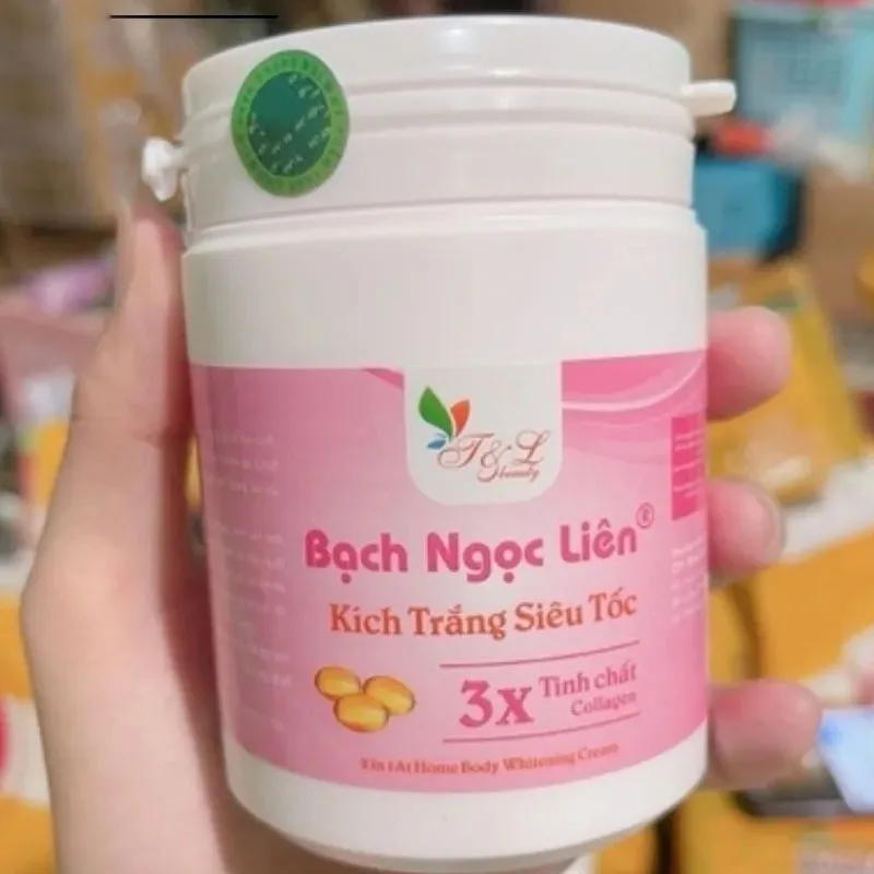 Kem kich trang sieu toc bach ngoc lien 3X tinh chat collagen 2in 1 at home body whitening brighten whiten skin, bạch ngọc liên