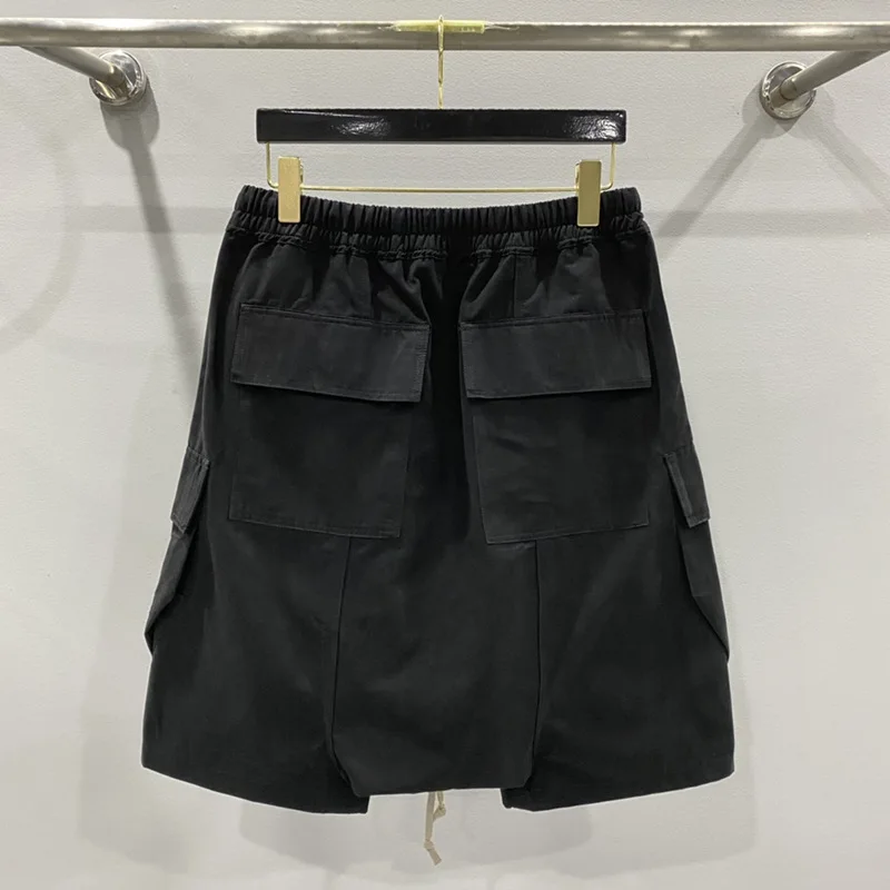 High Quality Luxury Hip Hop Double Pocket Haren Shorts Men Casual Loose Drawstring Short Pant