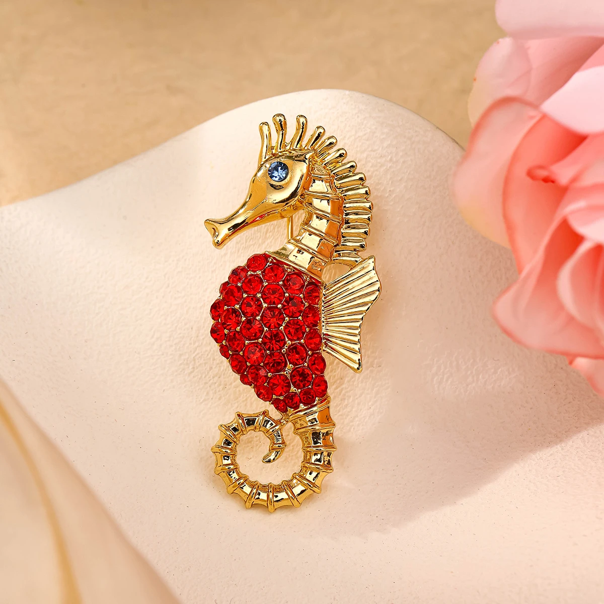 A stylish seahorse brooch and a sea creature brooch is suitable for women's daily wear