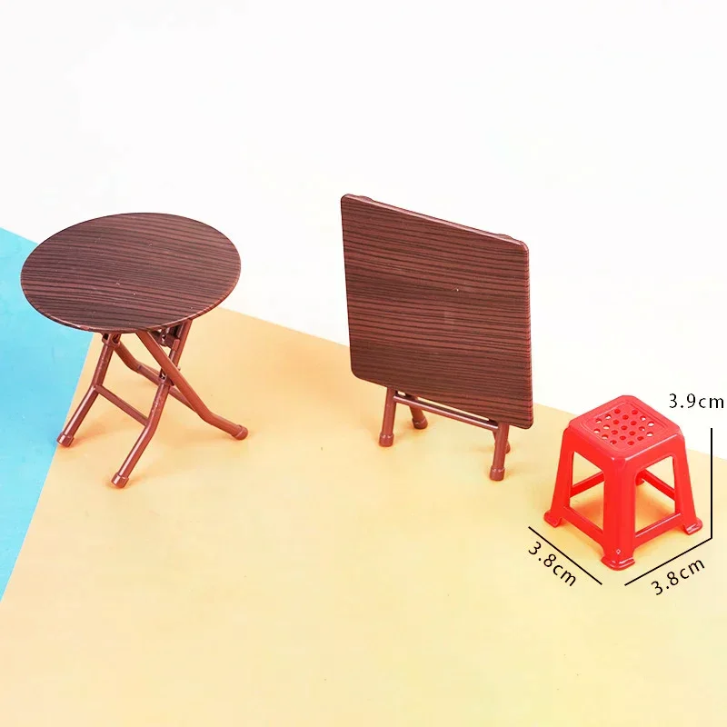 1Set 1:12 Puppenhaus Miniatur Klapptisch Hocker Esstisch Modell Möbel Zubehör Für Puppe Haus Wohnkultur Spielzeug