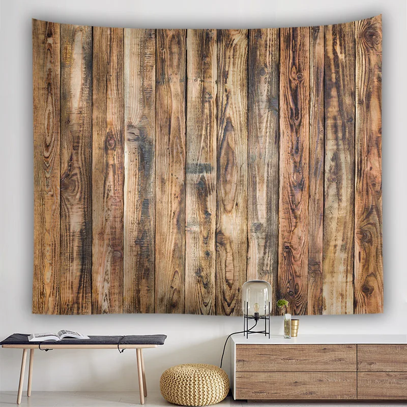 Wooden Board Tapestry Stone Wall Wooden Board Background Wall Hanging Cloth Living Room Bedroom Room Home Decoration