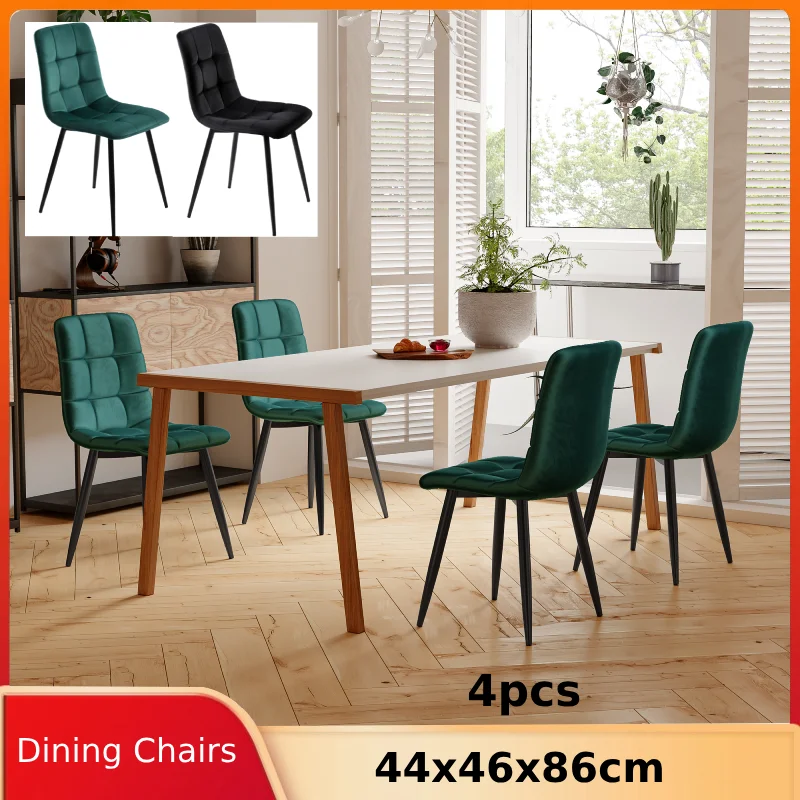 Anajqaqia 4 pezzi sedia da pranzo con schienale, sedia imbottita, velluto, verde, nero