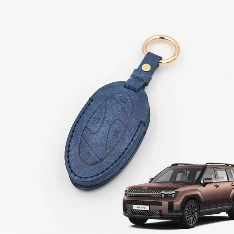 

For Hyundai Santa Fe MX5 2024 Blue Leather Keybag Santa Fe 5th Gen IX45 Car Key Cover Accessories