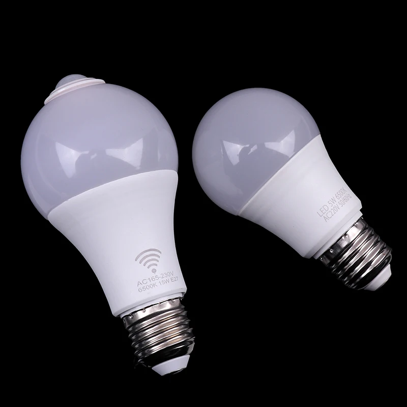 1ชิ้น E27 PIR โคมไฟเซ็นเซอร์ตรวจจับการเคลื่อนไหว5W 9W 15W หลอดไฟ LED พร้อมเครื่องตรวจจับการเคลื่อนไหวเซ็นเซอร์ตรวจจับการเคลื่อนไหวไฟกลางคืน