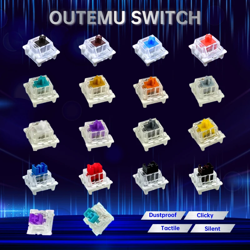 Outemu Switch for Keyboard 3Pin Linear Tactile Clicky Silent Switches for Mechanical Keyboards Gray White Red Blue Gaming Switch