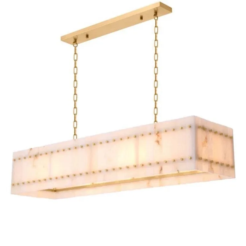 Spanish marble chandelier, minimalist light luxury living room chandelier,copper marble dining room light, high-end lighting