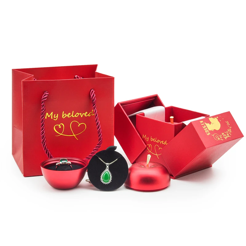 

Creative Christmas Metal Small Apple Jewelry Box - Engagement Ring Box, Pendant Necklace Box for Wedding Proposal