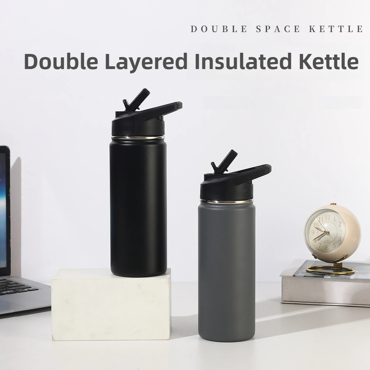 

Двухслойный термос из нержавеющей стали 304, 22 унции, спортивная чашка для воды, портативный уличный велосипедный чайник