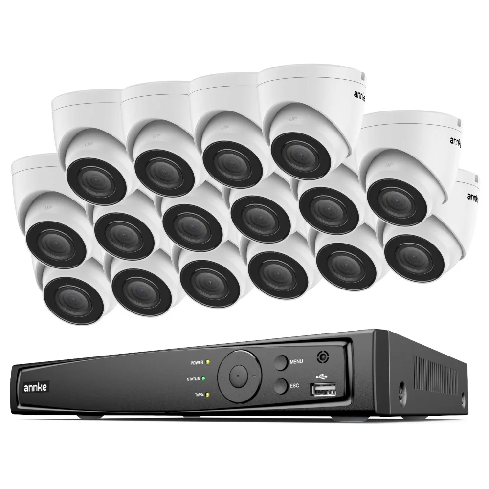 Security Camera System 16 Channel 12pcs 3K 5MP AI  Microphone EXIR 30m IR IP67 Cameras System