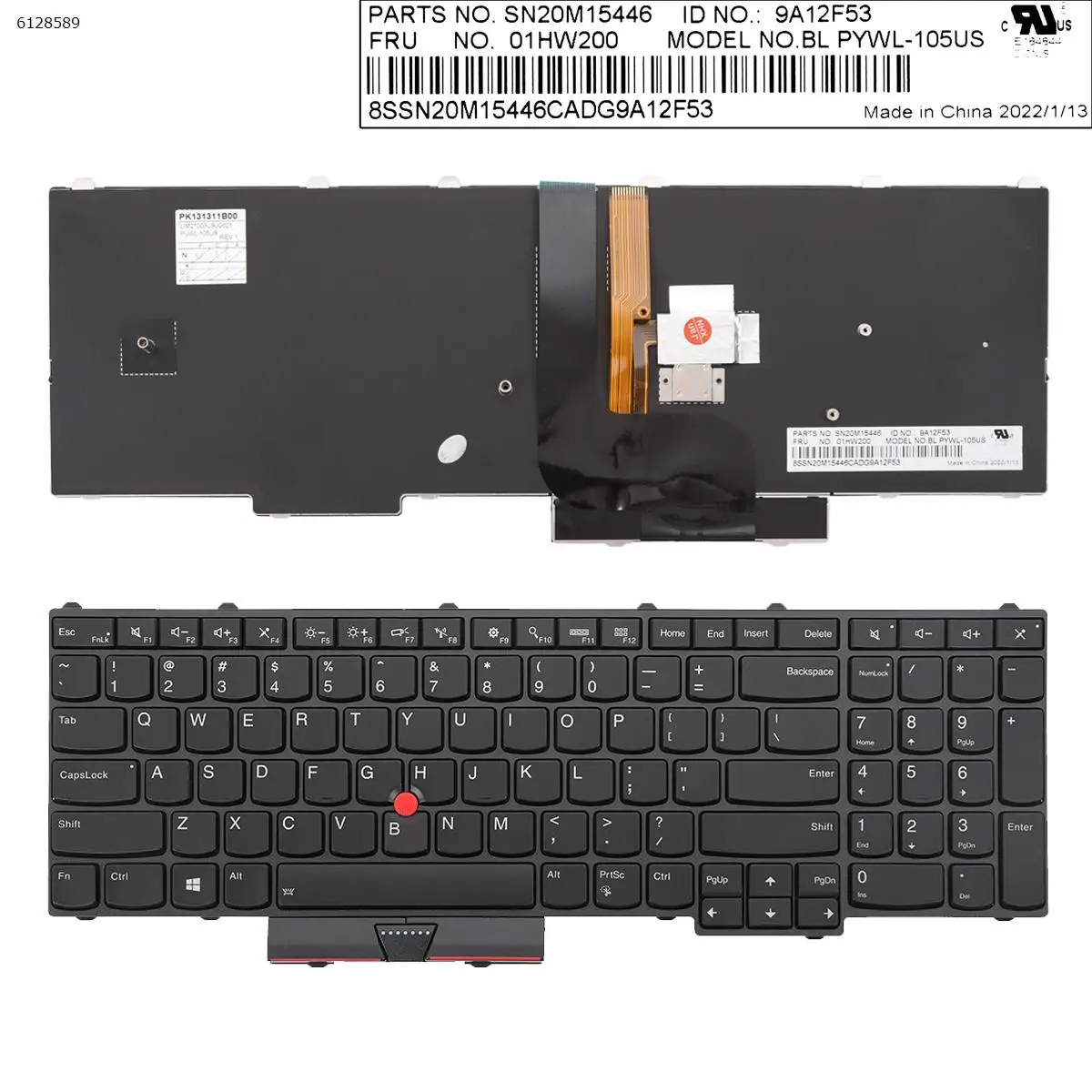 

US Laptop Keyboard for Lenovo ThinkPad P50 P70 Black with Backlit & Point Stick for Win8