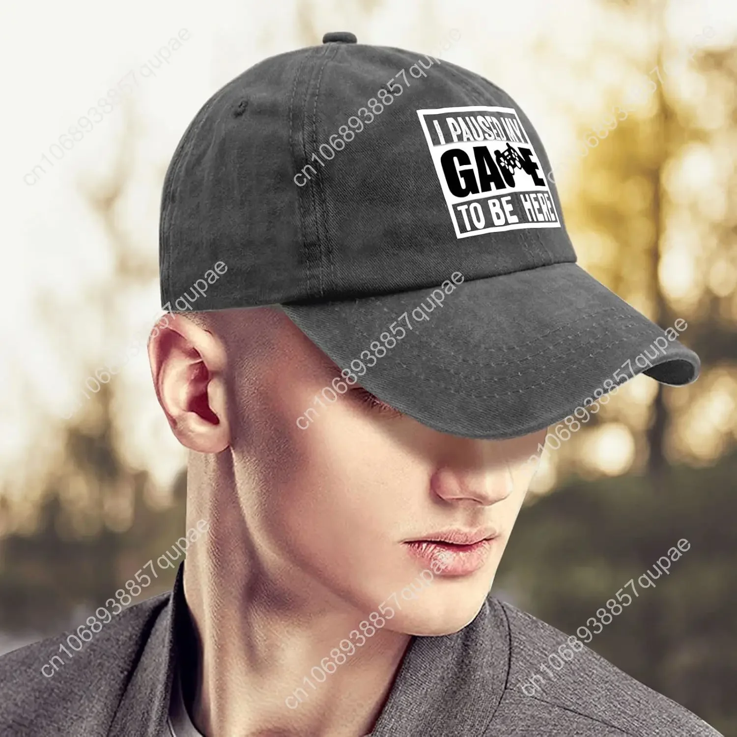 Saya Menjeda Permainan Saya Menjadi Dia Topi Matahari Topi Lucu Pigmen Hitam Topi Trucker Pria Hadiah untuk Ayah Topi Lari