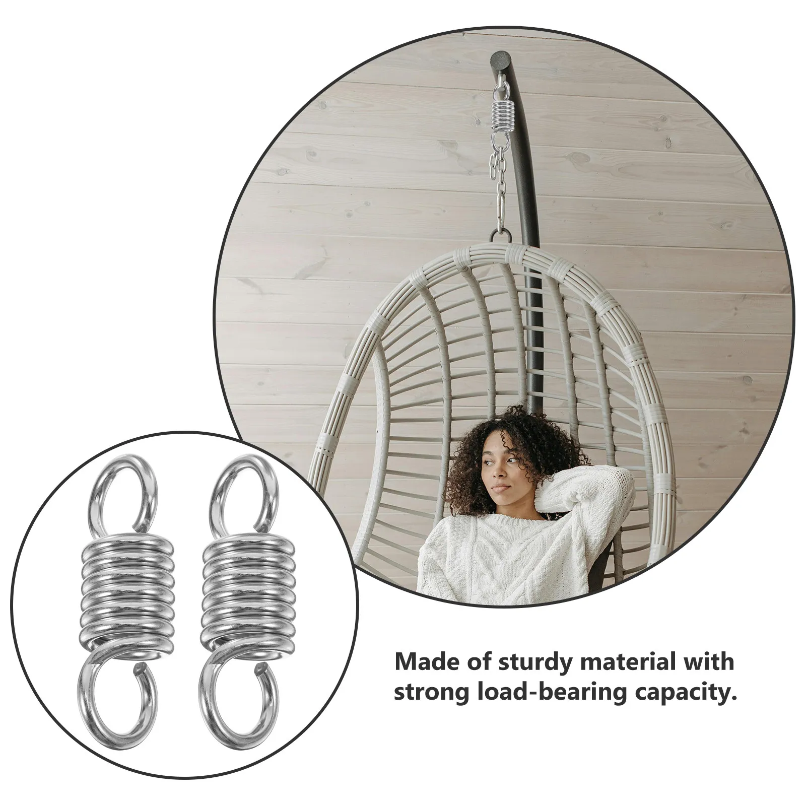 2Pcs Hammock Fixing Spring Heavy Duty Compression Steel Suspension for Patio Porch Swing Chair Egg Chair Replacement
