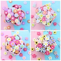 30pcs Resin Mixed Daisy Flowers Flatbacks Cabochons Sunflower Rose Camellia DIY Crafts Decoration Scrapbooking Embellishments