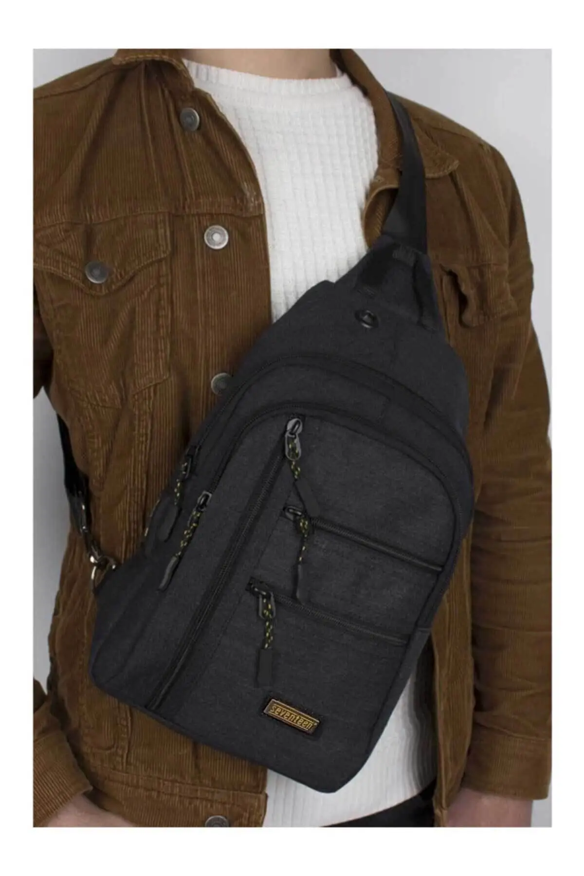 Мужской черный холщовый рюкзак с несколькими лямками через плечо и Usb-гарнитурой, 2022