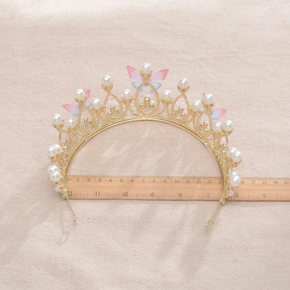 

1pc Pearl Butterfly Bridal Tiara Fairy Crown Wedding Hair Accessories Sparkling Elegant Jewelry Decoration For Party