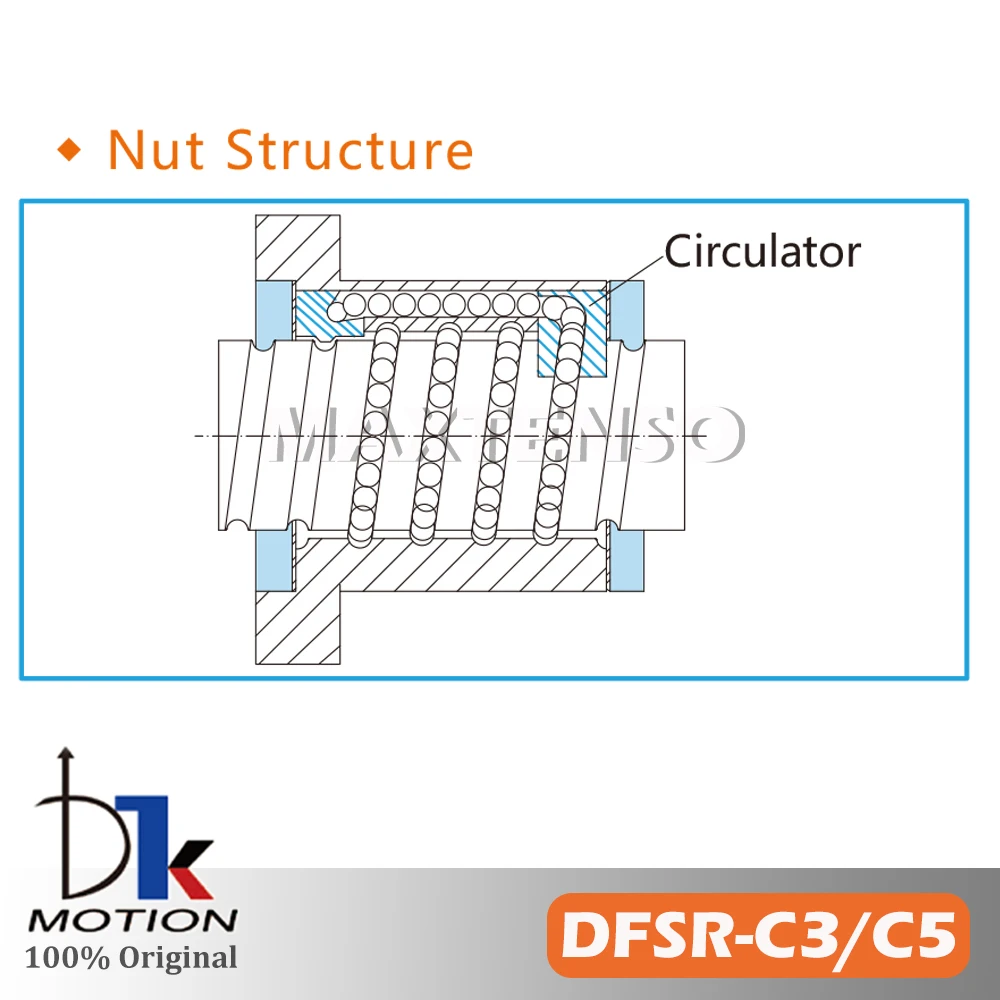 DTK DFSR1605 الأرض C3 C5 الكرة اللولبية OFU DFU مزدوجة الجوز عالية الدقة شفة عالية السرعة منخفضة الضوضاء حياة طويلة تمتد طحن المغزل