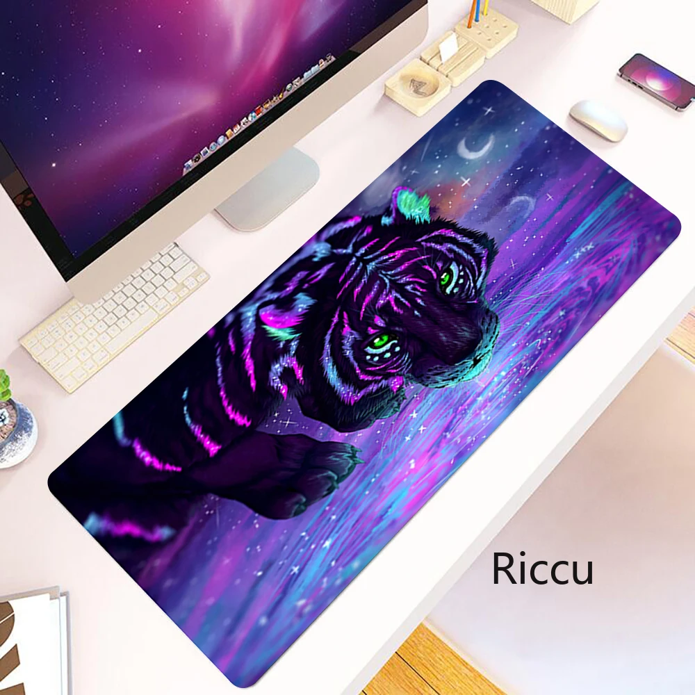 400x900mm Animal Kawaii Tiger New Natural Rubber Gaming Mousepad Non-Slip Desk Mat Size For Large Edge Locking Game Keyboard Pad