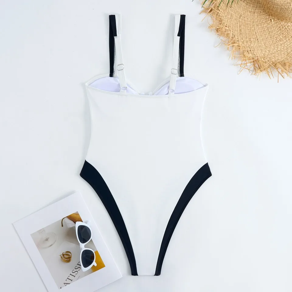 Sexy Strappy Swimsuit 2025  One Piece U Wire Swimwear Beachwear Female Solid Bathing Suit Bathers Swimming Swim Bodysuit Summer
